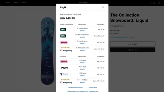 PayU GPO — Credit Widget screenshot