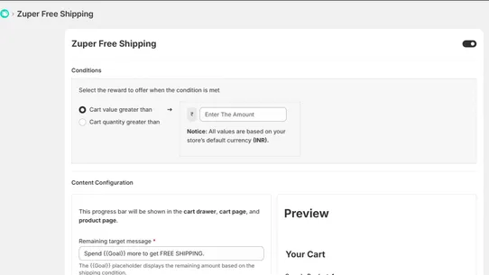 Zuper Free Shipping Bar screenshot