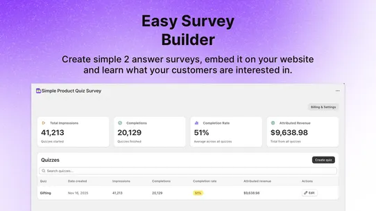 Simple Product Quiz Survey screenshot