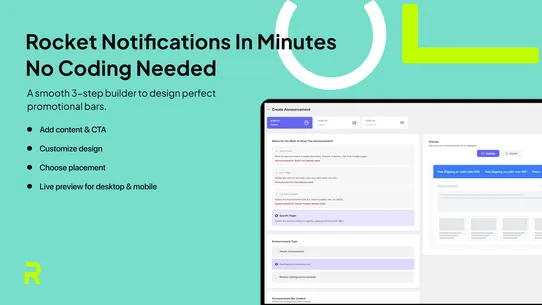 Rocket Announcement Bar screenshot