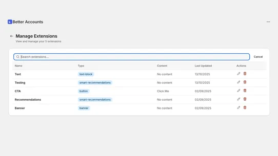 Better Accounts screenshot