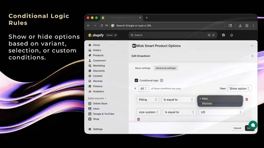 Misk Smart Product Options screenshot