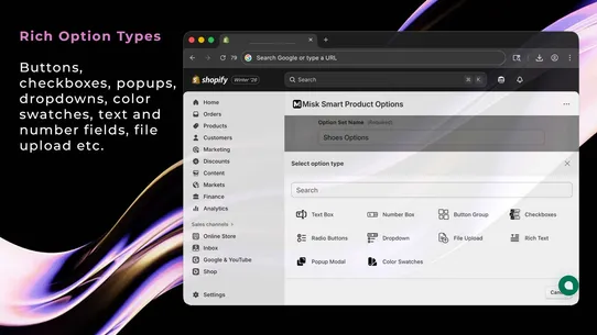 Misk Smart Product Options screenshot