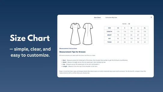 Fitfolio Size Recommender screenshot