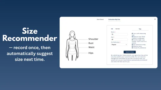 Fitfolio Size Recommender screenshot