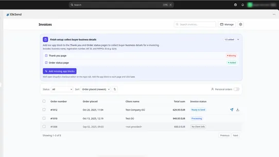 ElkSend e‑Invoicing screenshot
