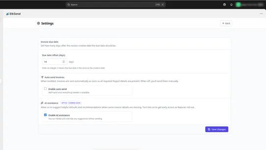 ElkSend e‑Invoicing screenshot