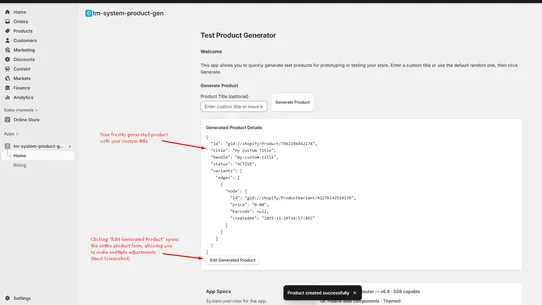 TM System Product Gen screenshot