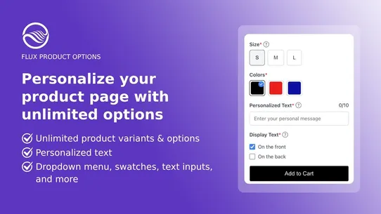 Flux Product Option Variants screenshot