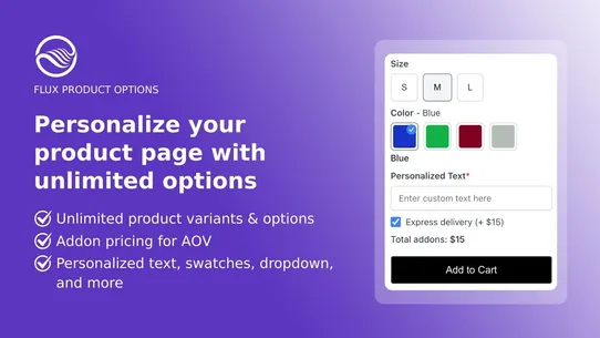 Flux Product Option Variants screenshot