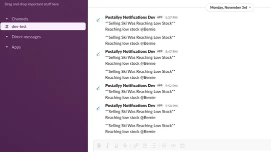 Postallyy Slack Notifications screenshot