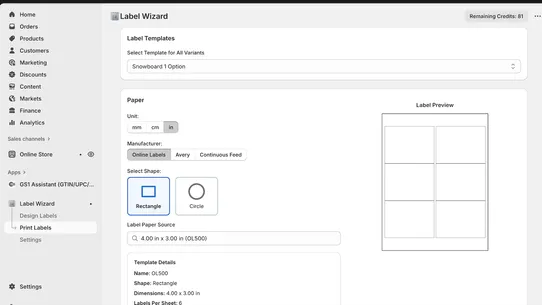 Label Wizard screenshot