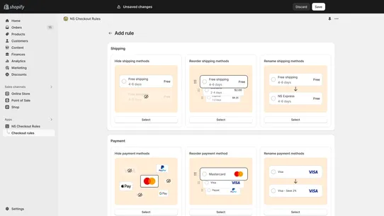 NS Checkout Rules screenshot