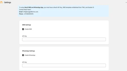 NexG SMS and WhatsApp Services screenshot