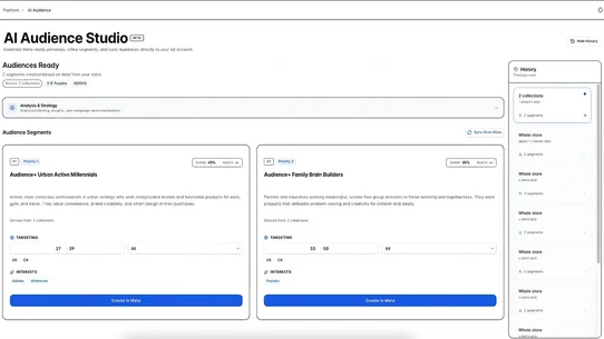 Audience+ AI Meta Segments screenshot