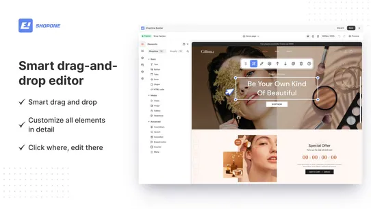 ShopOne Landing Page Builder screenshot