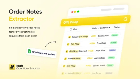 Kraft ‑ Order Notes Extractor screenshot
