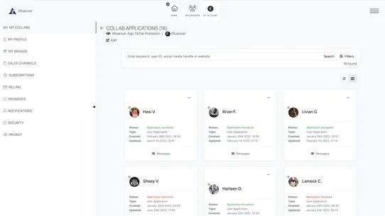 Afluencer Influencer Collabs screenshot