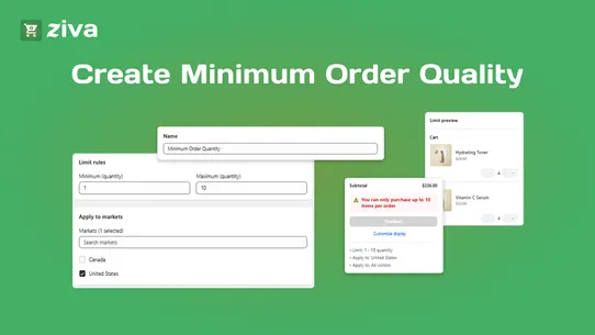 Ziva ‑ Order Limits Quantity screenshot