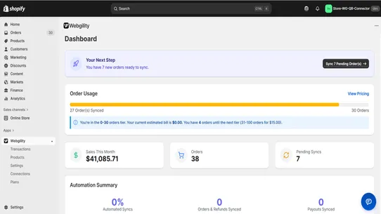 Webgility QuickBooks Connector screenshot