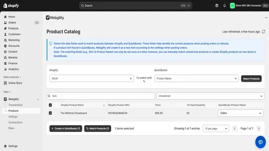 Webgility QuickBooks Connector screenshot