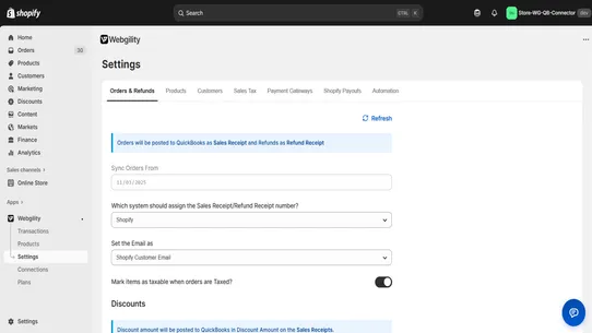 Webgility QuickBooks Connector screenshot