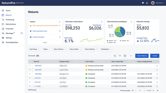 ReturnPro Returns Portal screenshot