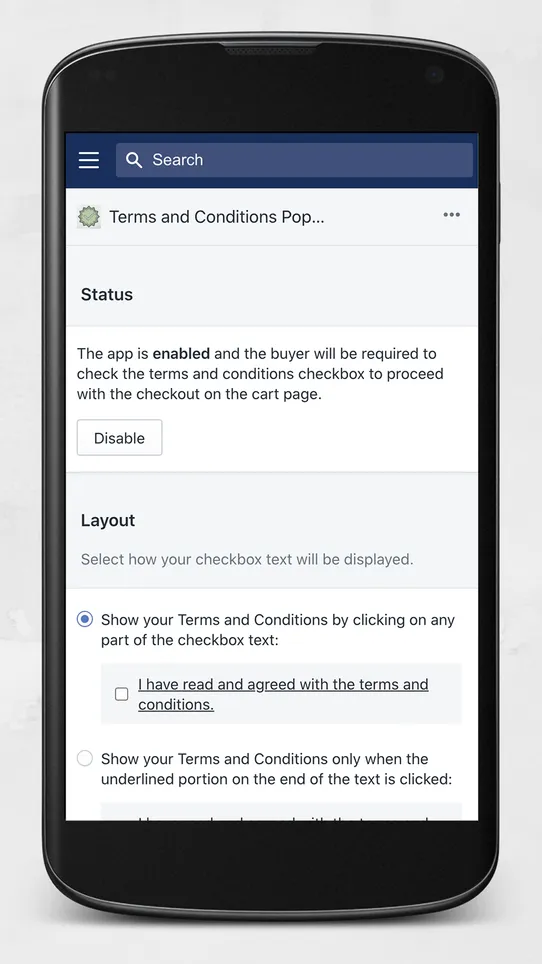 TRDN: Terms &amp; Conditions Popup screenshot