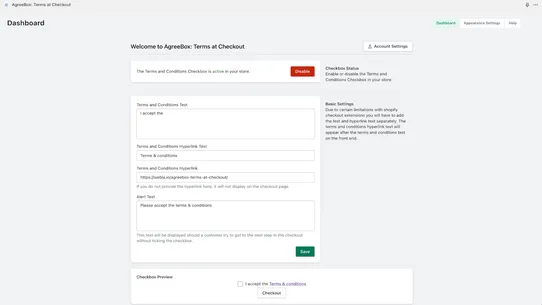 AgreeBox: Terms at Checkout screenshot