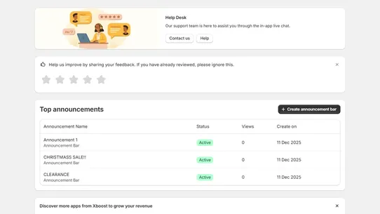 XB: Announcement Bar screenshot