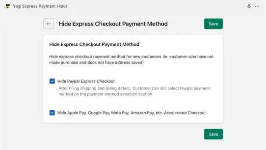 Yagi Express Payment Hider screenshot