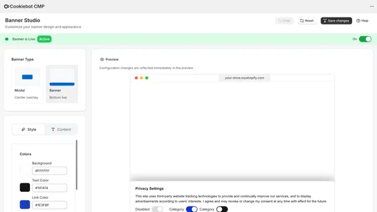 Cookiebot CMP: Privacy Consent screenshot
