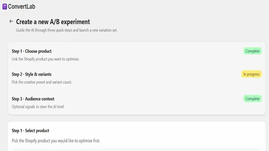 ConvertLab ‑ A/B Testing screenshot