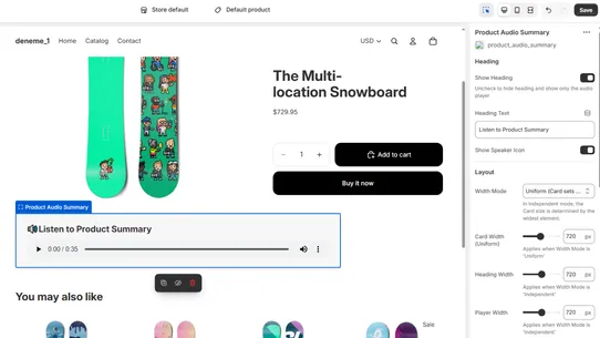 AI Product Audio Summary screenshot