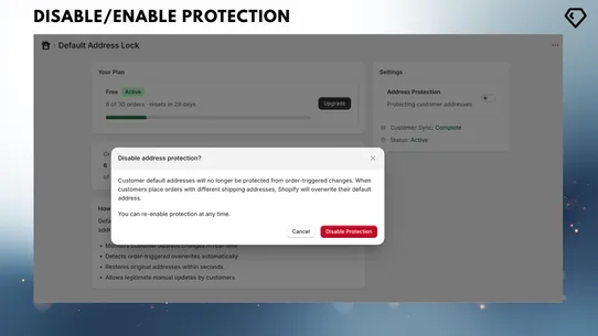Default Address Lock screenshot