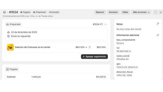 Facture Extensión screenshot