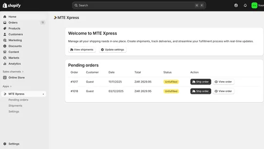 MTE Xpress screenshot