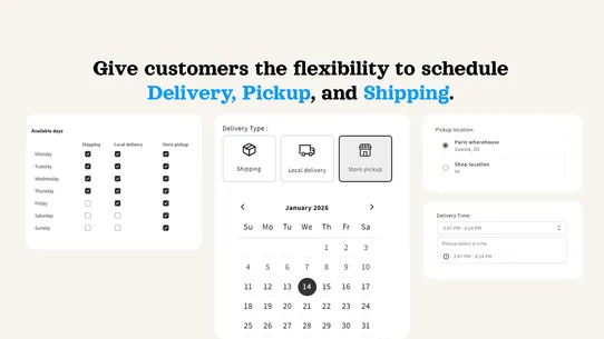 Delivery Date Time Slot Pickup screenshot
