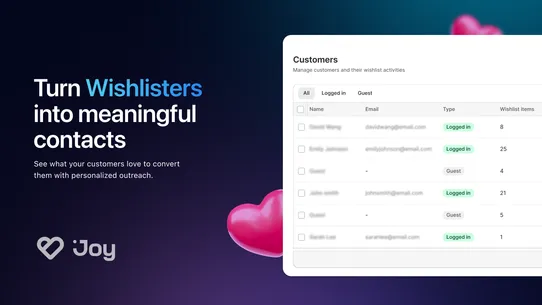 Joy Wishlist app screenshot