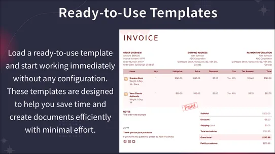 DS Order Printer PDF Invoice screenshot