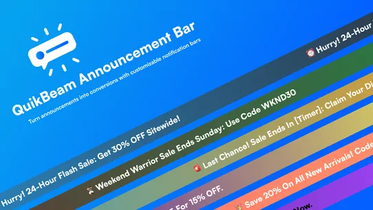 QuikBeam Announcement Bar screenshot