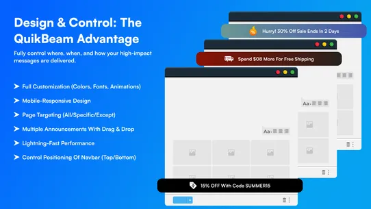 QuikBeam Announcement Bar screenshot