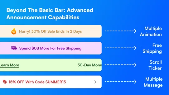 QuikBeam Announcement Bar screenshot