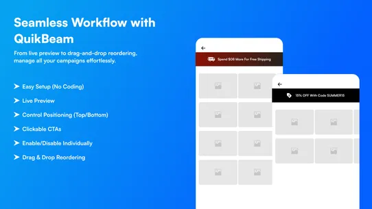 QuikBeam Announcement Bar screenshot