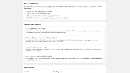 MOQ Manager screenshot