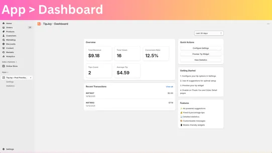 TipJoy – Post Purchase Tips screenshot