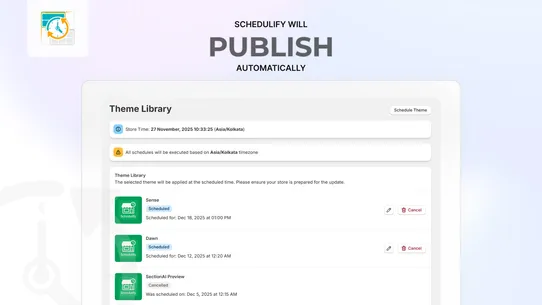 Schedulify ‑ Theme Scheduler screenshot