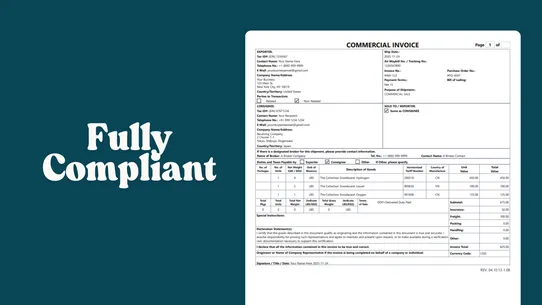 BRDR Print Commercial Invoices screenshot