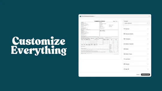 BRDR Print Commercial Invoices screenshot