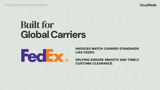 MODS Print Commercial Invoices screenshot